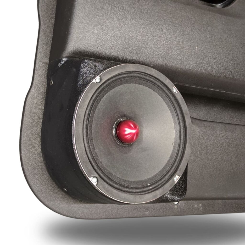 Rear Door Custom Speaker Pods for the 2014-2018 Chevrolet Silverado GMC Sierra to hold 8.0 in speakers for car audio installation upgrade
