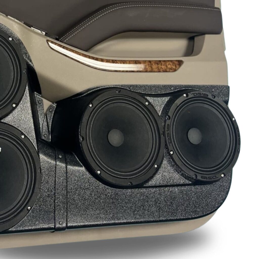 Rear Door Custom Speaker Pods for the 2015-2020 Chevrolet Suburban GMC YukonXL to hold Dual 8.0 in speakers for car audio installation upgrade