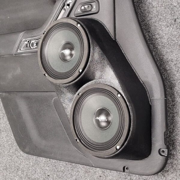 Flangeless Dual 6.50 inch custom speaker pods compatible with the front doors of the 2011-2017 Jeep Wrangler