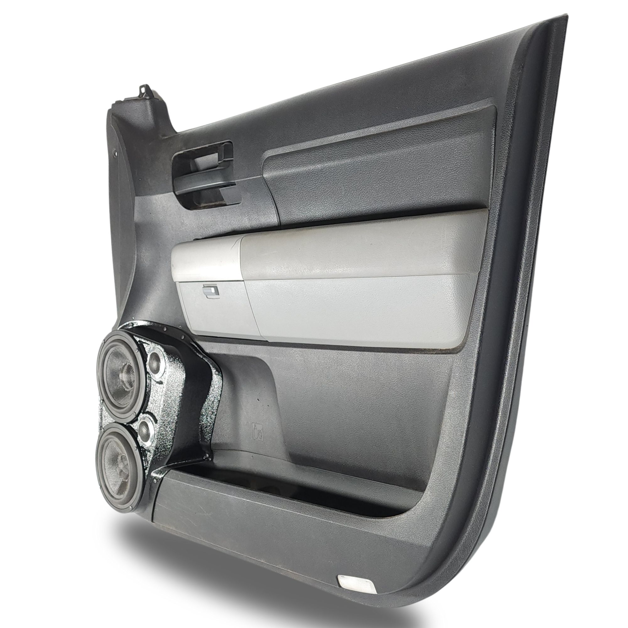 Custom Speaker Pods Dual 6.5" and Dual Tweeter Speaker Pods for 2007-2013 Toyota Tundra right full Speaker Upgrade for the Front Door of your 2007-2013 Toyota Tundra. Easy installation of a Dual 6.5" Midrange and Dual Tweeter for the most powerful car stereo possible.