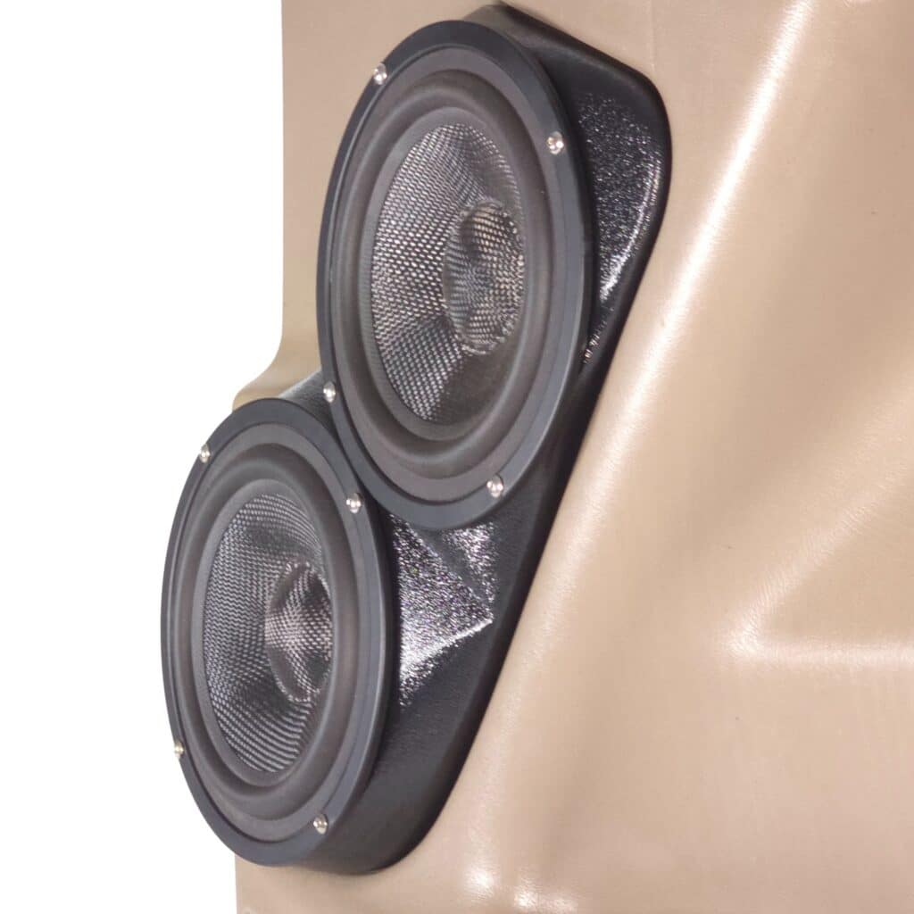 Front Door Custom Speaker Pods for the 2000-2006 Cadillac Escalade Chevrolet Avalanche Silverado Tahoe Suburban GMC Sierra Yukon to hold Dual 6.5 in  speakers for car audio installation upgrade