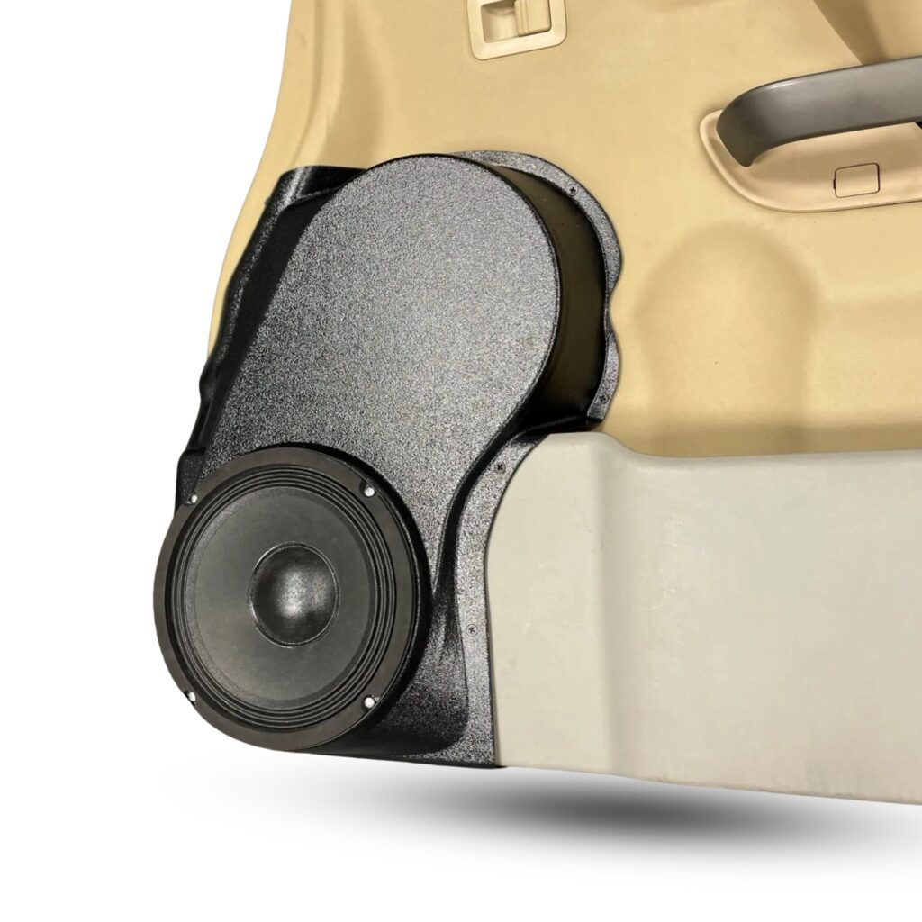 Front Door Custom Speaker Pods for the 2004-2007 Infiniti QX56 Nissan Armada Titan to hold 8.0 in speakers for car audio installation upgrade