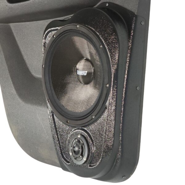 right ortho Speaker Upgrade for the Rear Door of your 2007-2014 Chevrolet Tahoe, Suburban, Avalanche, Silverado. GMC Yukon, Sierra. Cadillac Escalade. Easy installation of a 10" and 3.5" Super Tweeter for the most powerful car stereo possible.