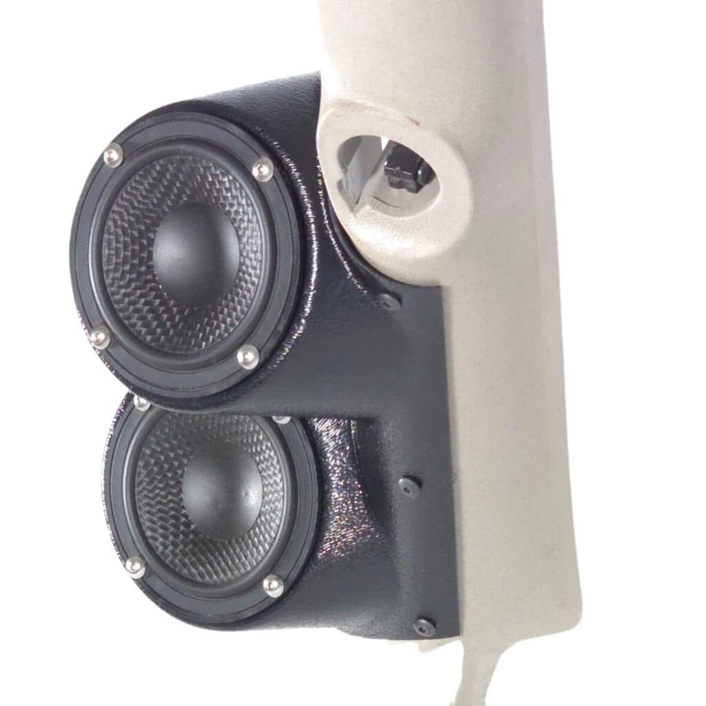 A-Pillar Custom Speaker Pods for the 2007-2009 Cadillac Escalade Chevrolet Avalanche Tahoe Silverado Suburban GMC Yukon Sierra to hold Dual 3.5 in speakers for car audio installation upgrade
