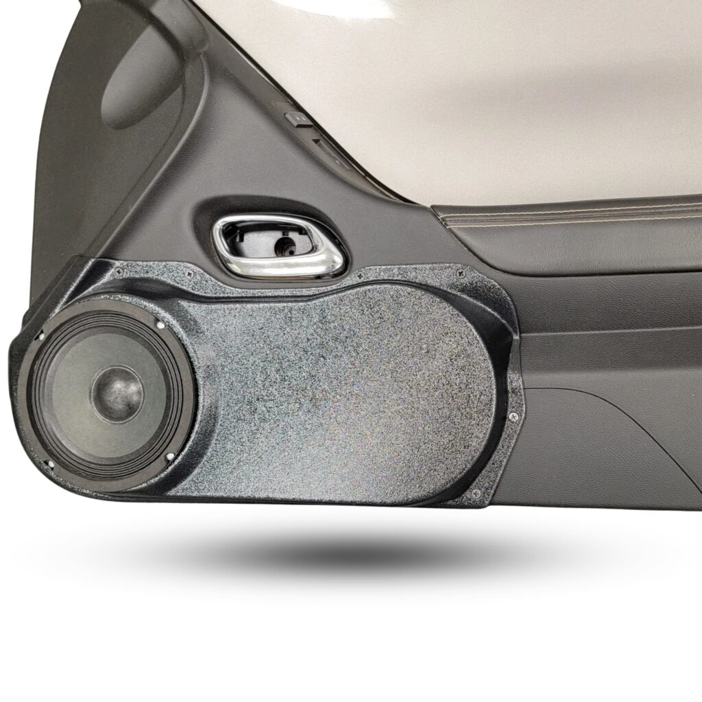 Front Door Custom Speaker Pods for the 2010-2015 Chevrolet Camaro to hold 6.5 in speakers for car audio installation upgrade