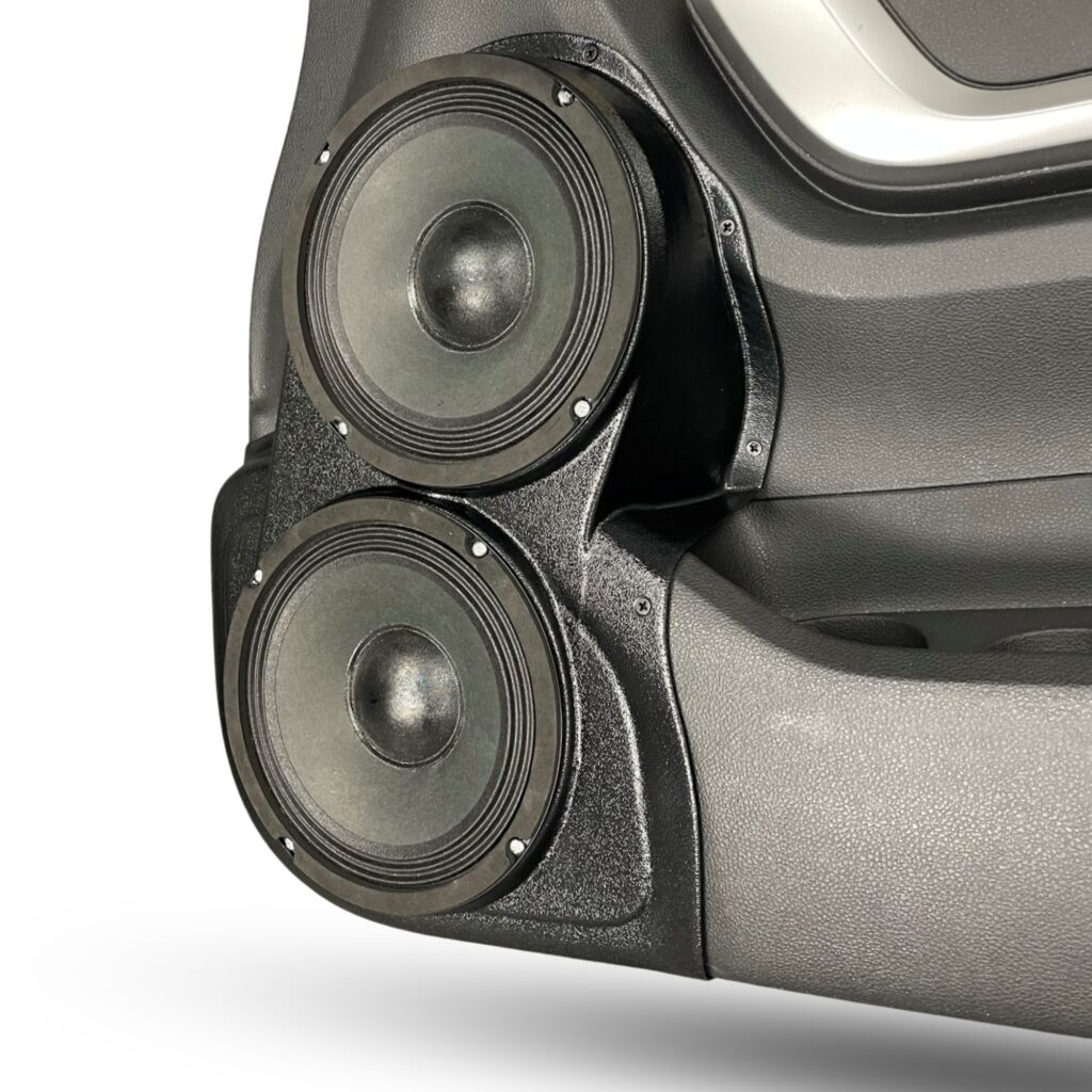 Front Door Custom Speaker Pods for the 2016-2024 Nissan Titan to hold Dual 8.0 in speakers for car audio installation upgrade
