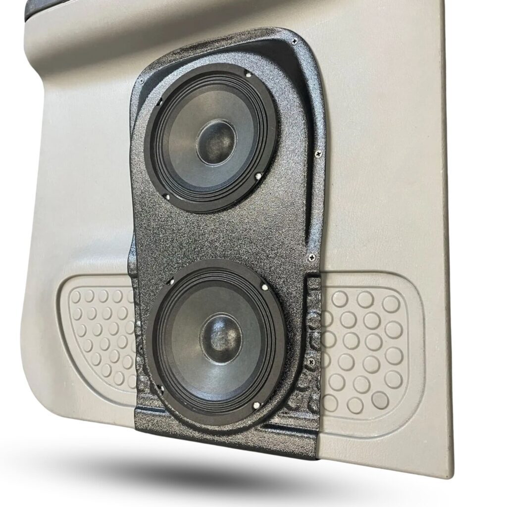 Rear Door Custom Speaker Pods for the 1999-2007 Ford F-250F-350 to hold Dual 6.5 in speakers for car audio installation upgrade