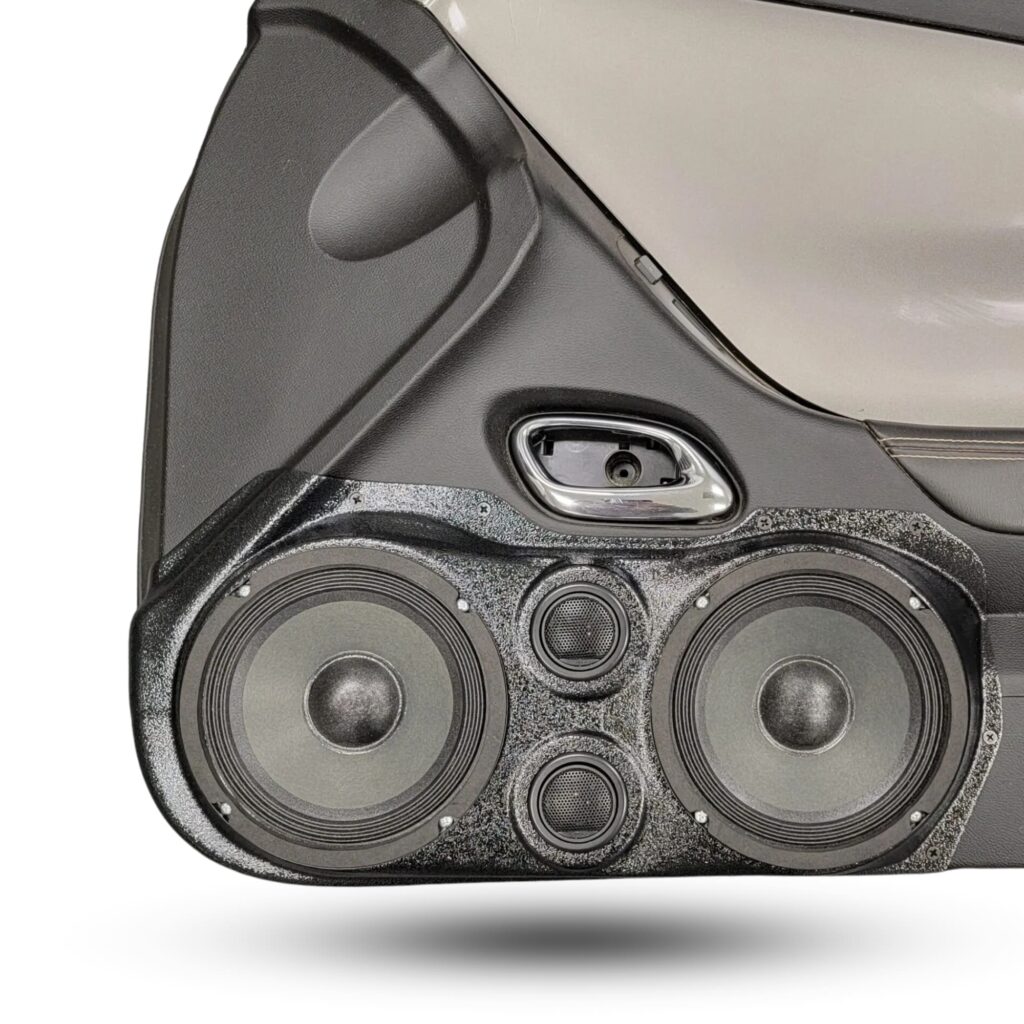 Front Door Custom Speaker Pods for the 2010-2015 Chevrolet Camaro to hold Dual 6.5 in and Dual 2.0 in speakers for car audio installation upgrade