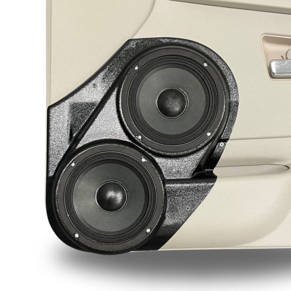 Dual 6.5" custom speaker pods compatible with the front door of the 2005-2010 Jeep Grand Cherokee