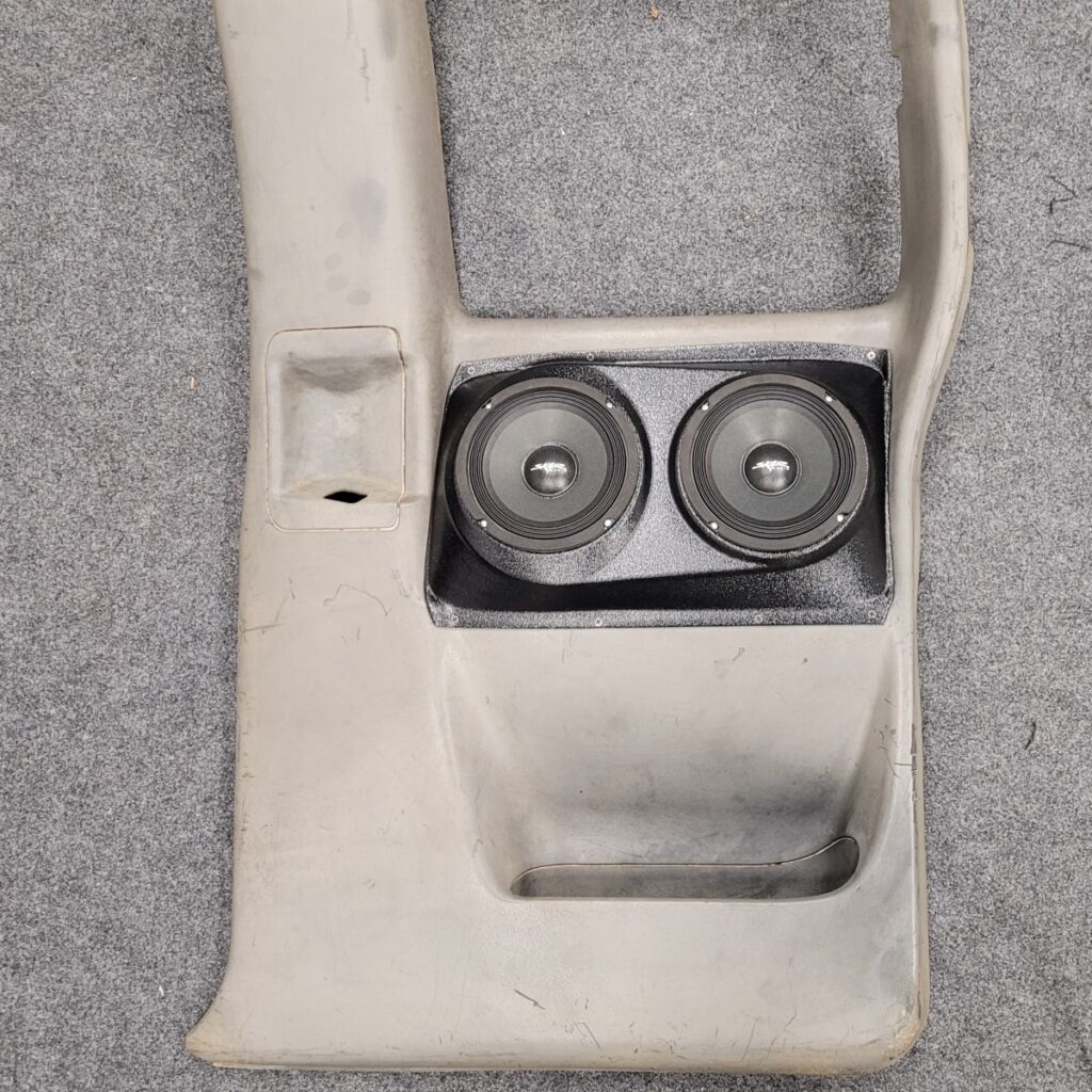 Rear Door Custom Speaker Pods for the 2000-2006 Chevrolet Silverado GMC Sierra to hold Dual 6.5 in speakers for car audio installation upgrade