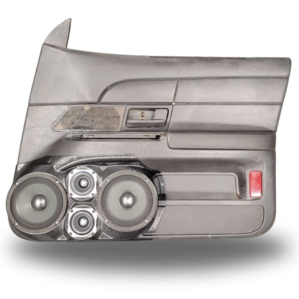 Front Door Custom Speaker Pods for the 2003-2008 Ford CrownVictoria Mercury GrandMarquis Marauder to hold Dual 6.5 in and Dual 3.5 in speakers for car audio installation upgrade