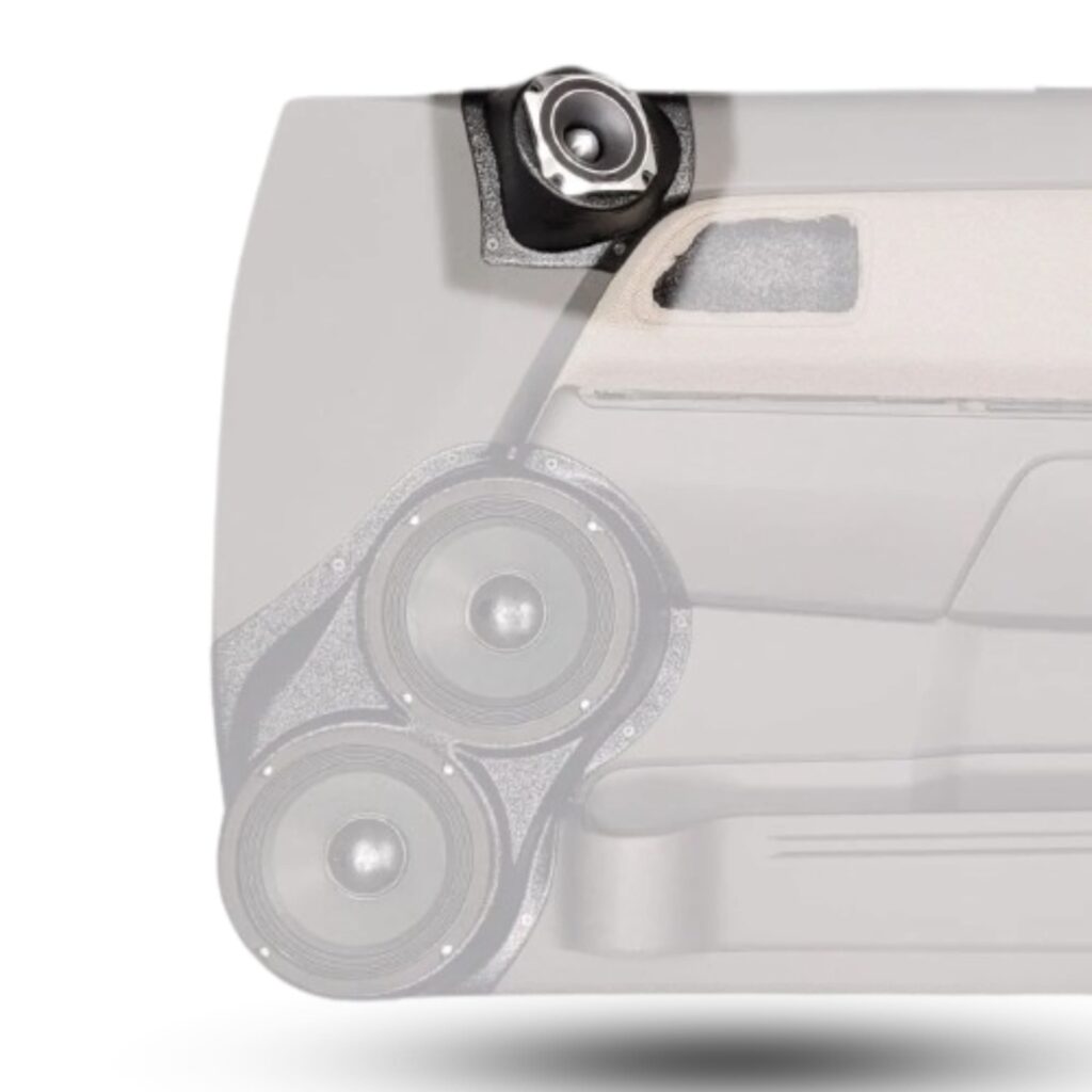 Front Door Custom Speaker Pods for the 2004-2012 Chevrolet Colorado GMC Canyon to hold 3.5 in speakers for car audio installation upgrade