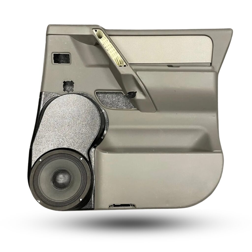 Rear Door Custom Speaker Pods for the 2004-2007 Infiniti QX56 Nissan Armada Titan to hold 8.0 in speakers for car audio installation upgrade