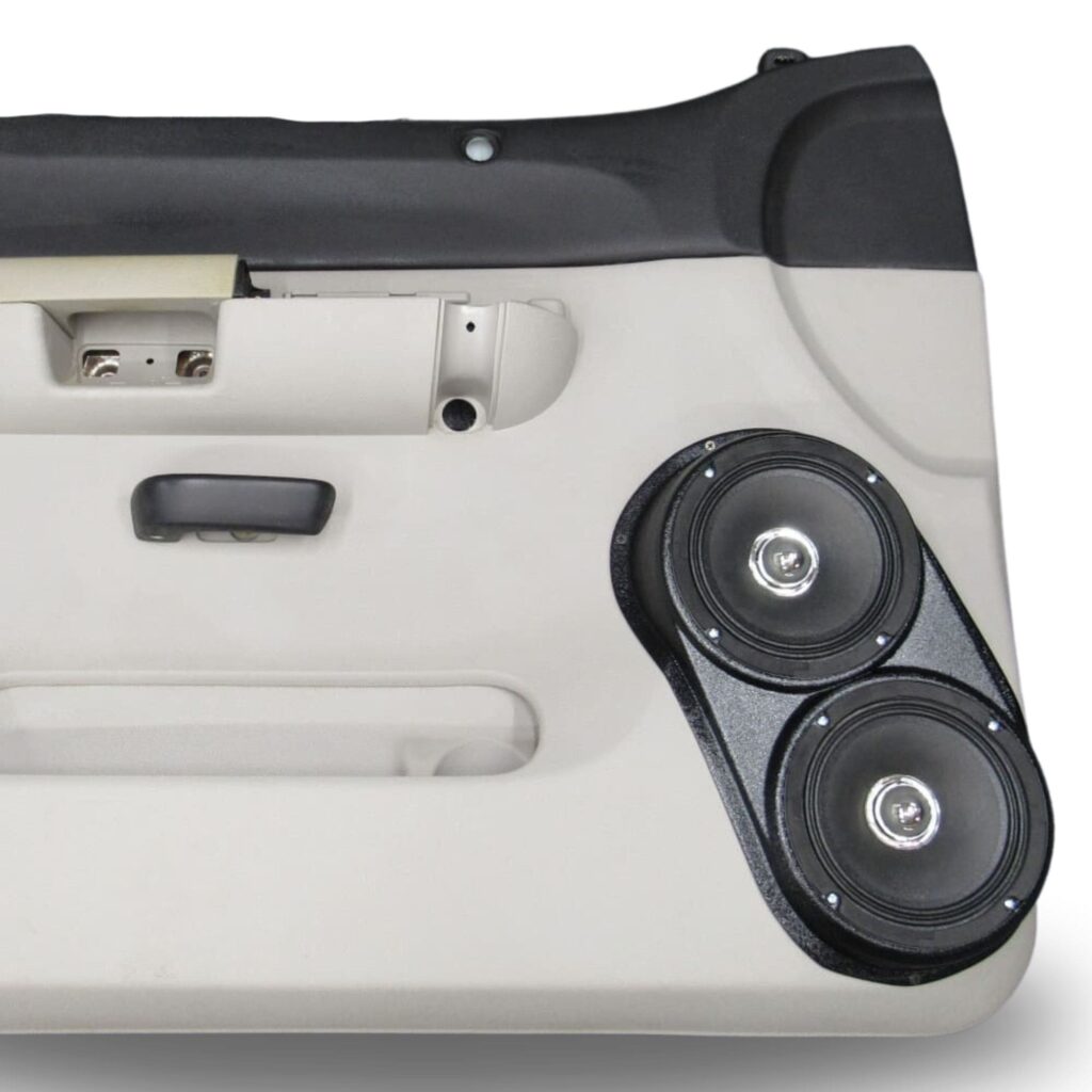 Front Door Custom Speaker Pods for the 2007-2009 Chevrolet Silverado GMC Sierra to hold Dual 6.5 in speakers for car audio installation upgrade