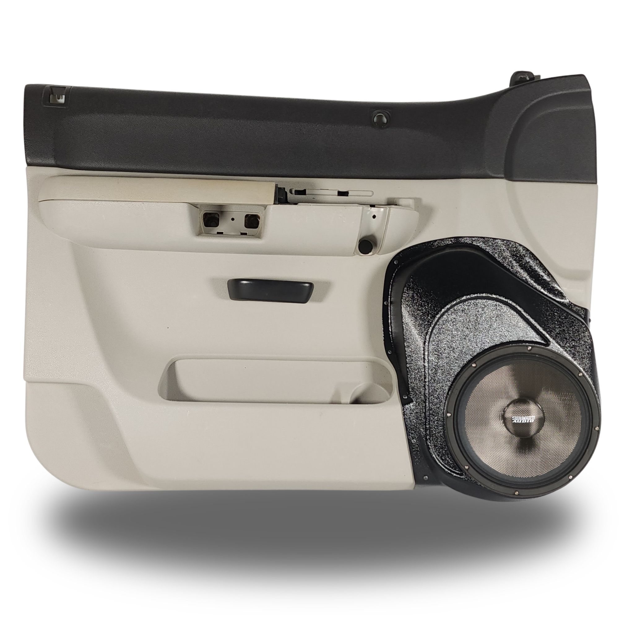 Custom Speaker Pods Single 10" Speaker Pods for 2007-2009 Chevrolet Silverado, GMC Sierra top center Speaker Upgrade for the Front Door of your 2007-2009 Chevrolet Silverado, GMC Sierra. Easy installation of a Single 10" Midrange for the most powerful car stereo possible.