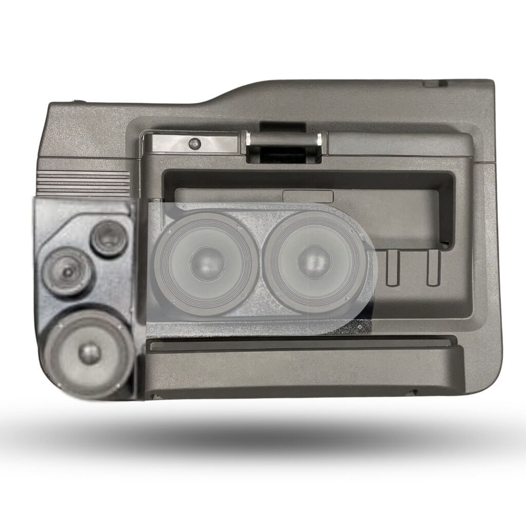 Front Door Custom Speaker Pods for the 2008-2009 Ford F-250F-350 to hold 6.5 in and 3.5 in and 2.0 in speakers for car audio installation upgrade
