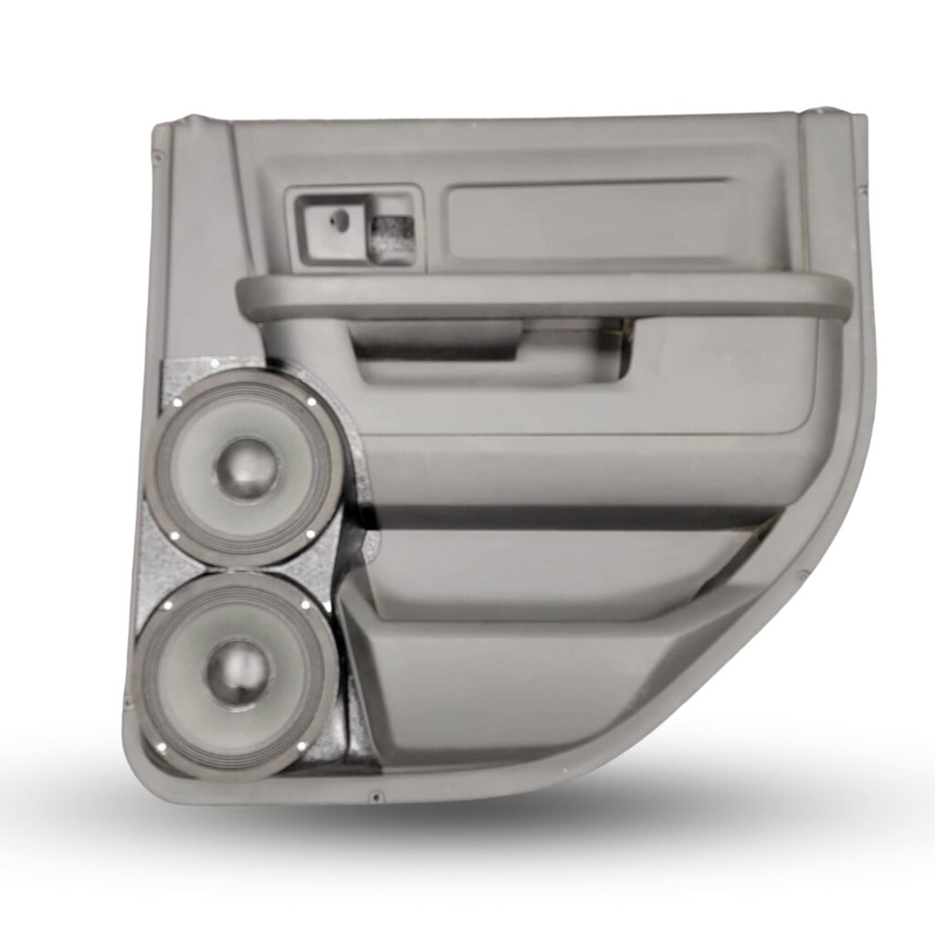 Rear Door Custom Speaker Pods for the 2009-2018 Dodge Ram to hold Dual 8.0 in speakers for car audio installation upgrade