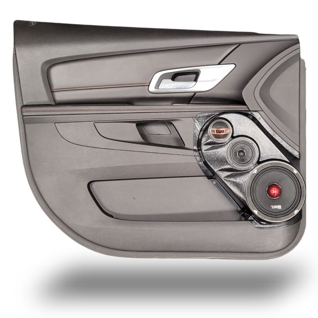 Front Door Custom Speaker Pods for the 2010-2017 Chevrolet Equinox GMC Terrain to hold 6.5 in and 3.5 in and 2.0 in speakers for car audio installation upgrade