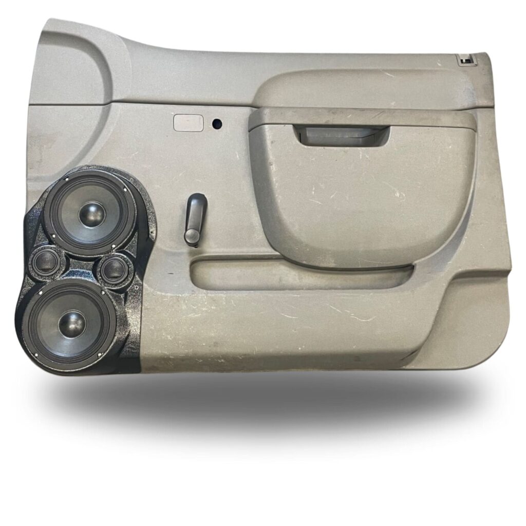 Front Door Custom Speaker Pods for the 2010-2013 Chevrolet Silverado GMC Sierra to hold Dual 6.5 in and Dual 2.0 in speakers for car audio installation upgrade