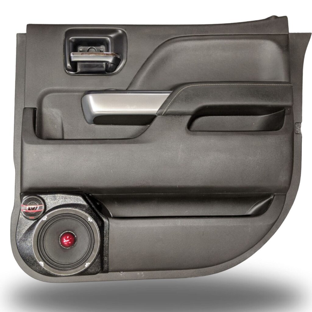 Rear Door Custom Speaker Pods for the 2014-2018 Chevrolet Silverado GMC Sierra to hold 6.5 in and 2.0 in speakers for car audio installation upgrade
