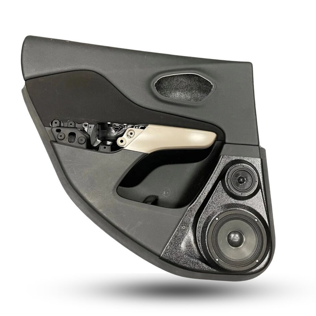 Rear Door Custom Speaker Pods for the 2014-2023 Jeep Cherokee to hold 6.5 in and 3.5 in speakers for car audio installation upgrade