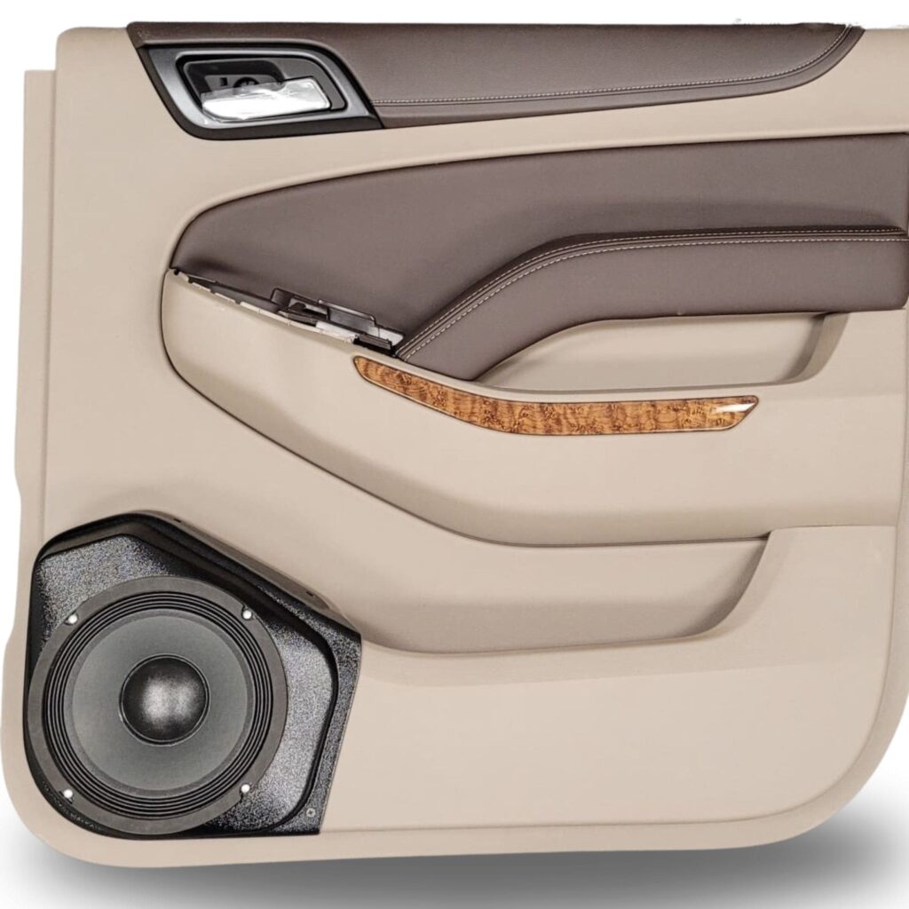 Rear Door Custom Speaker Pods for the 2015-2020 Chevrolet Suburban Chevrolet Tahoe GMC Yukon to hold 8.0 in speakers for car audio installation upgrade