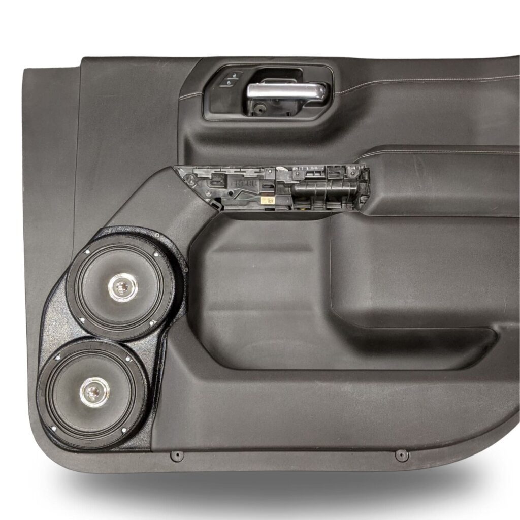 Front Door Custom Speaker Pods for the 2019-2023 Chevrolet Silverado GMC Sierra to hold Dual 6.5 in speakers for car audio installation upgrade