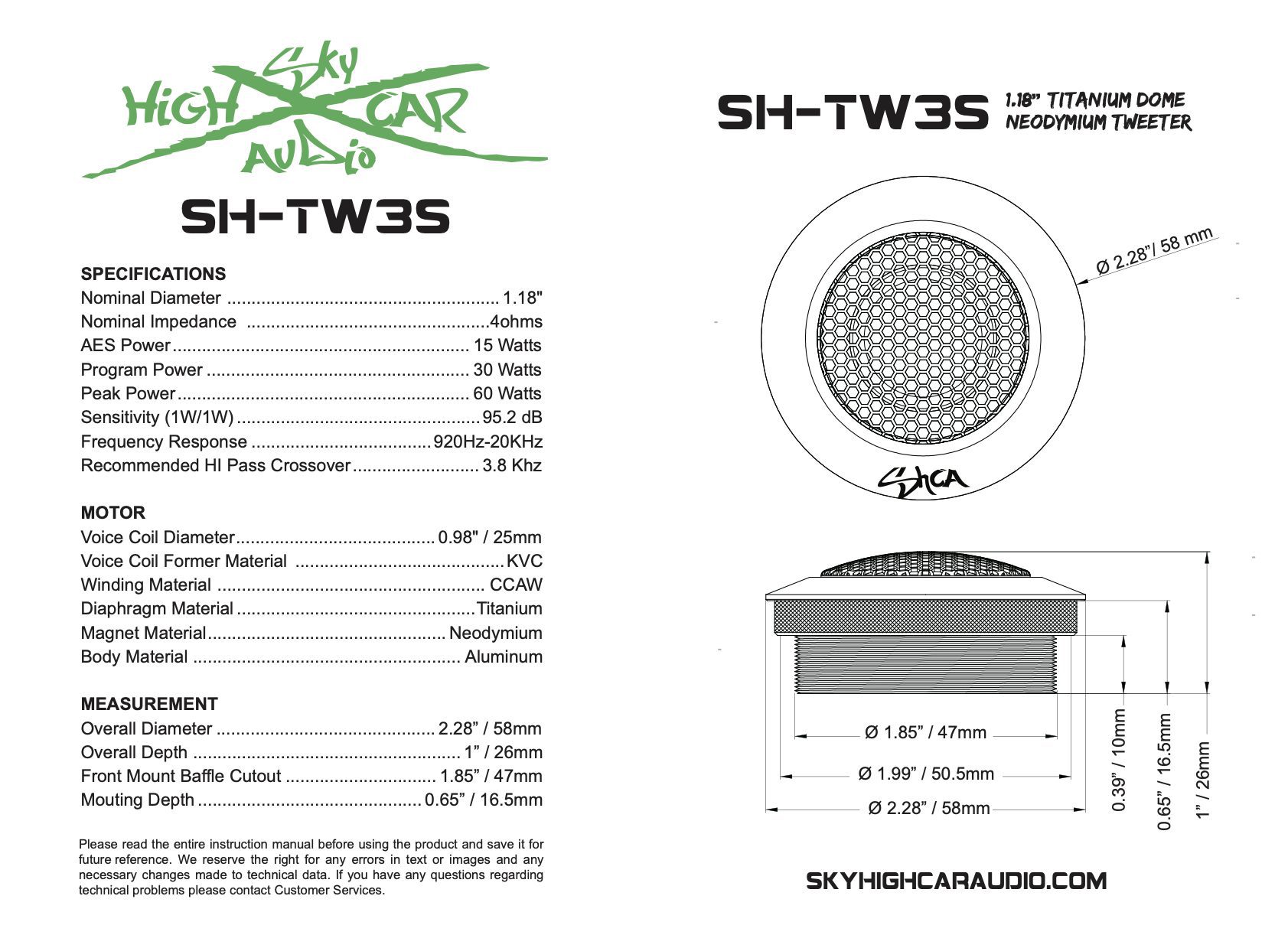 SHCA - Pro Audio TW3S Neo Titanium Diaphragm 1" VC Tweeter (Pair) - Image 5