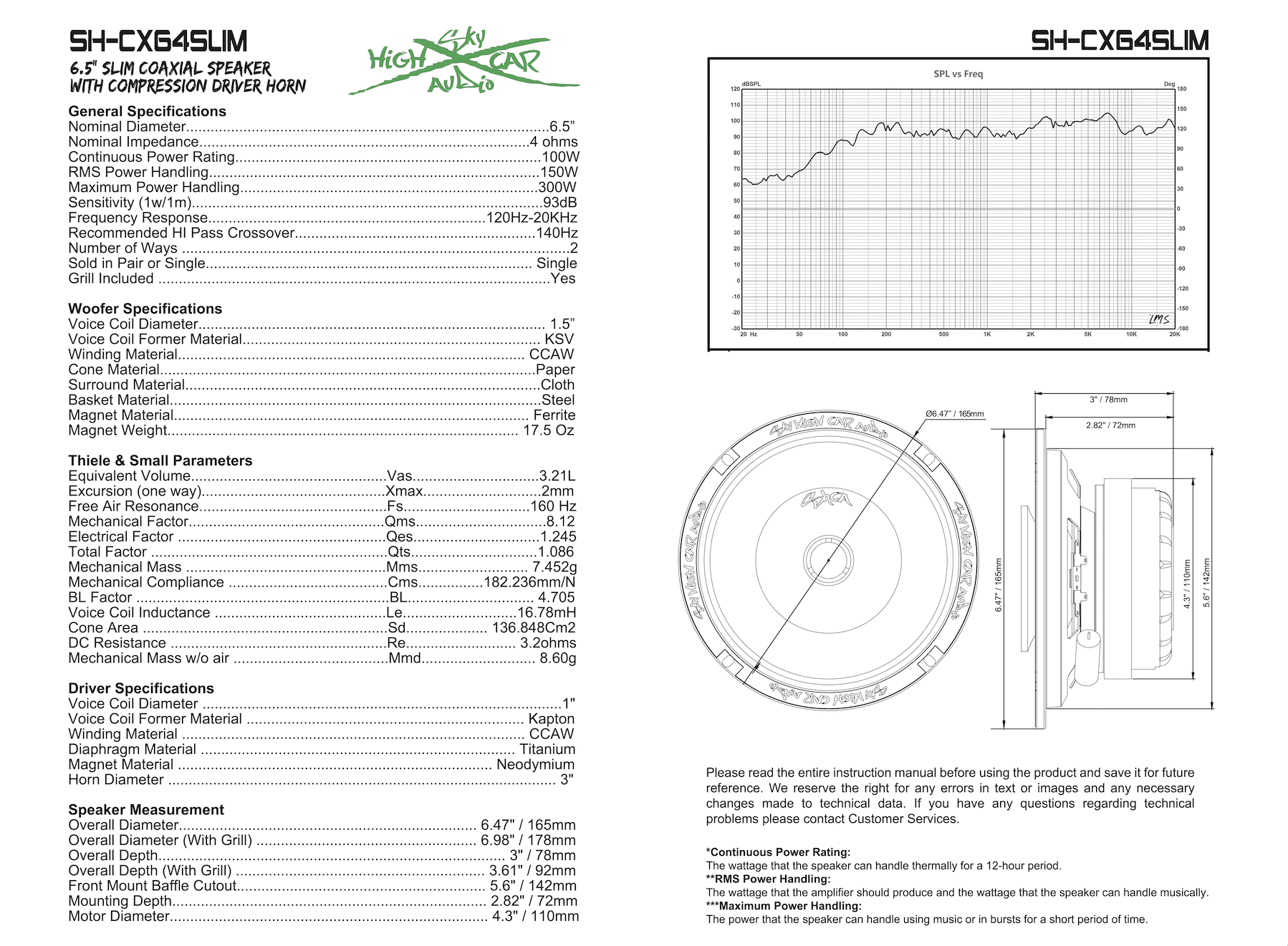 Sky High Car Audio SH-CX64SLIM 6.5