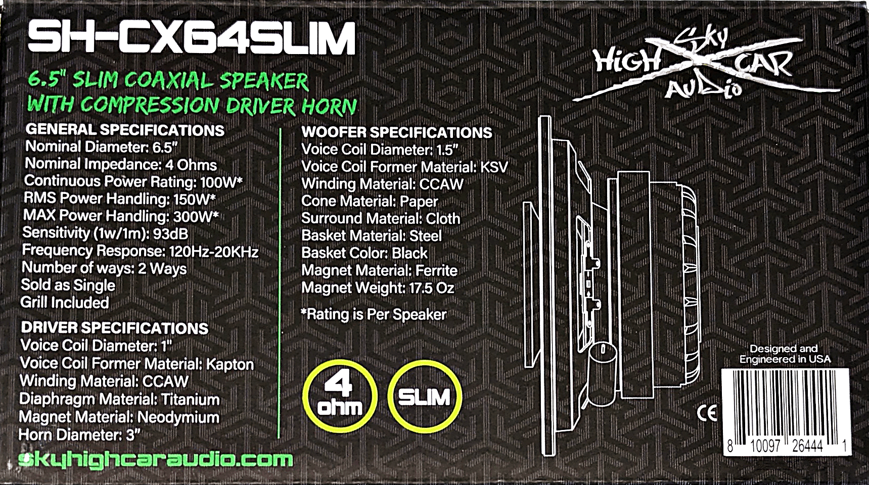 Sky High Car Audio SH-CX64SLIM 6.5