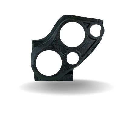 Front Door Custom Speaker Pods for the 2000-2006 Cadillac Escalade Chevrolet Avalanche Silverado Tahoe Suburban GMC Sierra Yukon to hold Dual 6.5 in and Dual 3.5 in speakers for car audio installation upgrade
