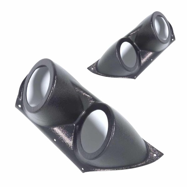 A-Pillar Custom Speaker Pods for the 2007-2009 Cadillac Escalade Chevrolet Avalanche Tahoe Silverado Suburban GMC Yukon Sierra to hold Dual 3.5 in speakers for car audio installation upgrade