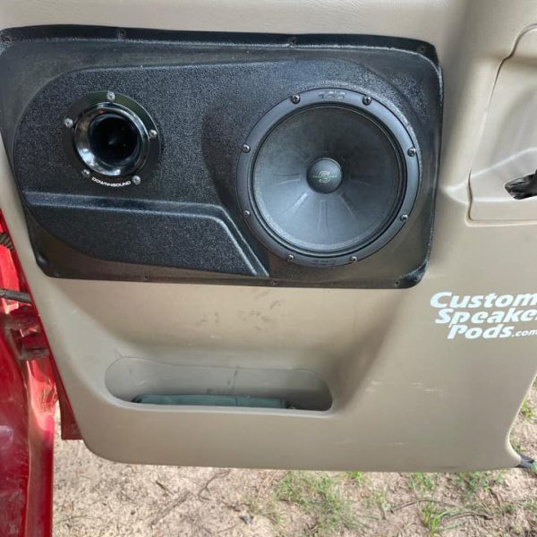 Rear Door Custom Speaker Pods for the 2000-2006 Chevrolet Silverado GMC Sierra to hold 6.5 in and 2.0 in speakers for car audio installation upgrade