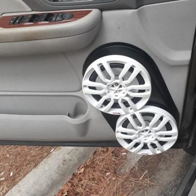Front Door Custom Speaker Pods for the 2007-2009 Cadillac Escalade Chevrolet Avalanche Tahoe Silverado Suburban GMC Yukon Sierra to hold Dual 8.0 in speakers for car audio installation upgrade