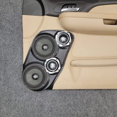 Front Door Custom Speaker Pods for the 2007-2009 Cadillac Escalade Chevrolet Avalanche Tahoe Silverado Suburban GMC Yukon Sierra to hold Dual 6.5 in and Dual 4.0 in speakers for car audio installation upgrade