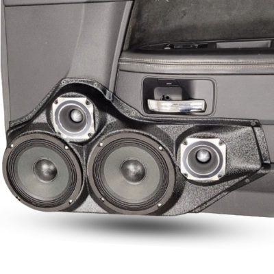 Front Door Custom Speaker Pods for the 2008-2014 Dodge Challenger to hold Dual 6.5 in and Dual 3.5 in speakers for car audio installation upgrade