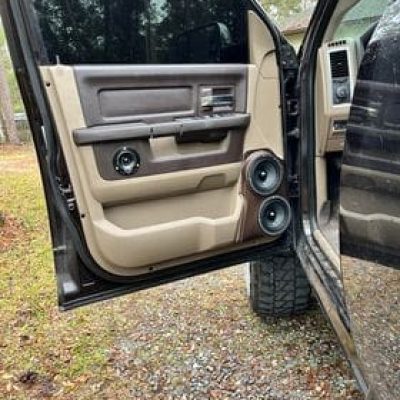 Front Door Custom Speaker Pods for the 2009-2018 Dodge Ram to hold Dual 6.5 in speakers for car audio installation upgrade