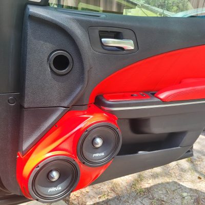 Front Door Custom Speaker Pods for the 2011-2023 Chrysler 300C Dodge Charger to hold Dual 6.5 in speakers for car audio installation upgrade