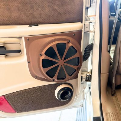 Front Door Custom Speaker Pods for the 1997-2001 Ford Explorer to hold 6.5 in and 3.5 in speakers for car audio installation upgrade