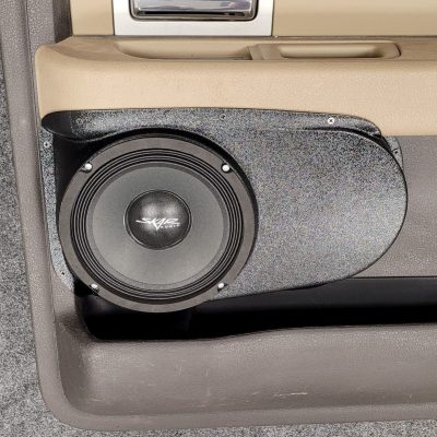 Rear Door Custom Speaker Pods for the 2009-2014 Ford F-150 to hold 8.0 in speakers for car audio installation upgrade