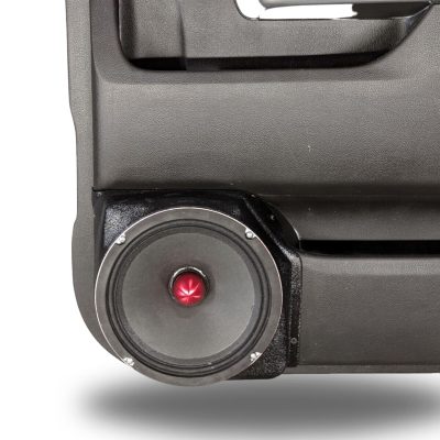 Rear Door Custom Speaker Pods for the 2014-2018 Chevrolet Silverado GMC Sierra to hold 8.0 in speakers for car audio installation upgrade