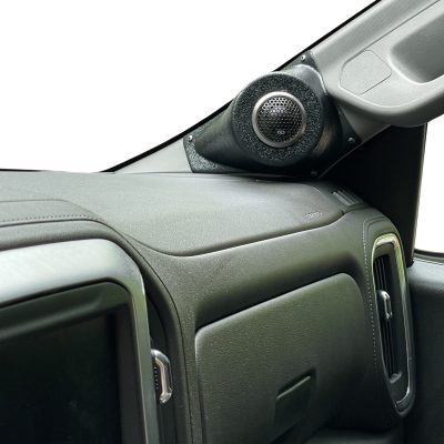 A-Pillar Custom Speaker Pods for the 2014-2018 Chevrolet Silverado GMC Sierra to hold 2.0 in speakers for car audio installation upgrade