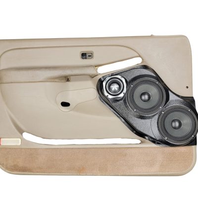 Front Door Custom Speaker Pods for the 2000-2006 Cadillac Escalade Chevrolet Avalanche Silverado Tahoe Suburban GMC Sierra Yukon to hold Dual 6.5 in and 4.0 in speakers for car audio installation upgrade