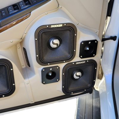 Front Door Custom Speaker Pods for the 2015-2020 Chevrolet Suburban Chevrolet Tahoe GMC Yukon to hold Dual 7.0 in and Dual 3.5 in speakers for car audio installation upgrade