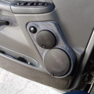 Front Door Custom Speaker Pods for the 2000-2006 Cadillac Escalade Chevrolet Avalanche Silverado Tahoe Suburban GMC Sierra Yukon to hold 6.5 in and 4.0 in and 2.0 in speakers for car audio installation upgrade