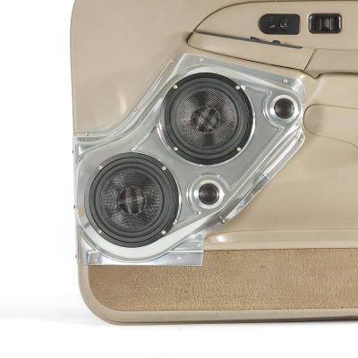 Front Door Custom Speaker Pods for the 2000-2006 Cadillac Escalade Chevrolet Avalanche Silverado Tahoe Suburban GMC Sierra Yukon to hold Dual 6.5 in and Dual 2.0 in speakers for car audio installation upgrade
