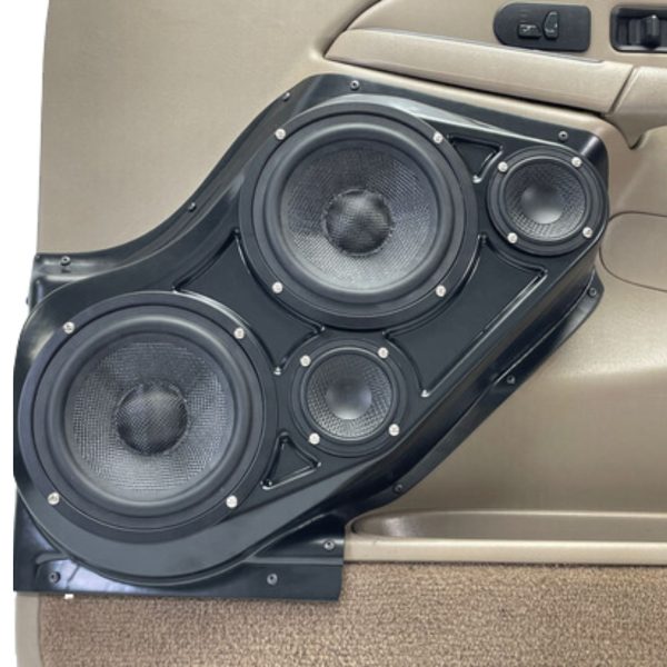 center ortho Speaker Upgrade for the Front Door of your 2000-2006 Chevrolet Tahoe, Suburban, Avalanche, Silverado. GMC Yukon, Sierra. Cadillac Escalade. Easy installation of a Dual 6.5" Midrange and Dual 3.5" Super Tweeter for the most powerful car stereo possible.