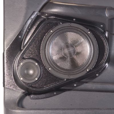Front Door Custom Speaker Pods for the 2002-2005 Dodge Ram to hold 8.0 in and 3.5 in speakers for car audio installation upgrade