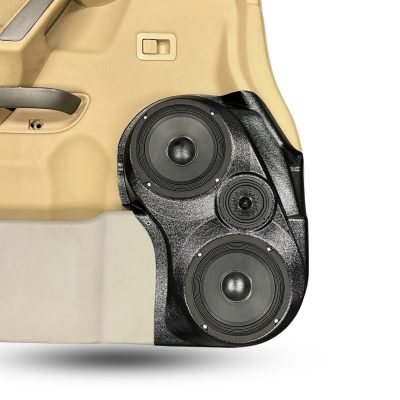 Front Door Custom Speaker Pods for the 2004-2007 Infiniti QX56 Nissan Armada Titan to hold 6.5 in speakers for car audio installation upgrade