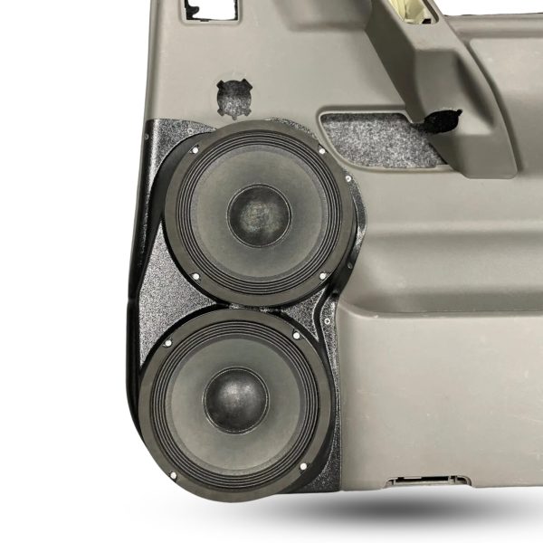 Rear Door Custom Speaker Pods for the 2004-2007 Infiniti QX56 Nissan Armada Titan to hold Dual 8.0 in speakers for car audio installation upgrade
